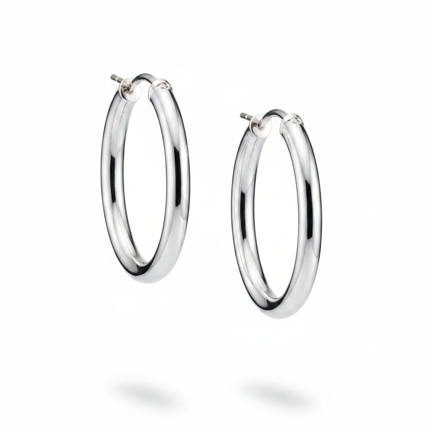 Handmade Sterling Silver Oval Hoop Earrings: Minimalist Dangle Jewelry, with free gift