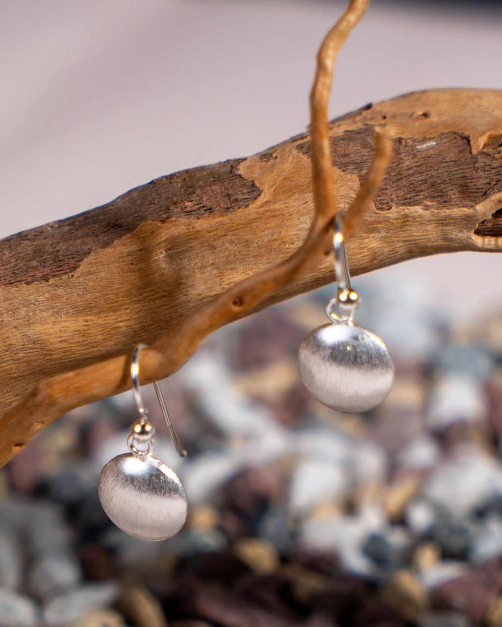 Handmade Sterling Silver Ball Earrings | Matte Finish Dangle Jewelry, with free gift