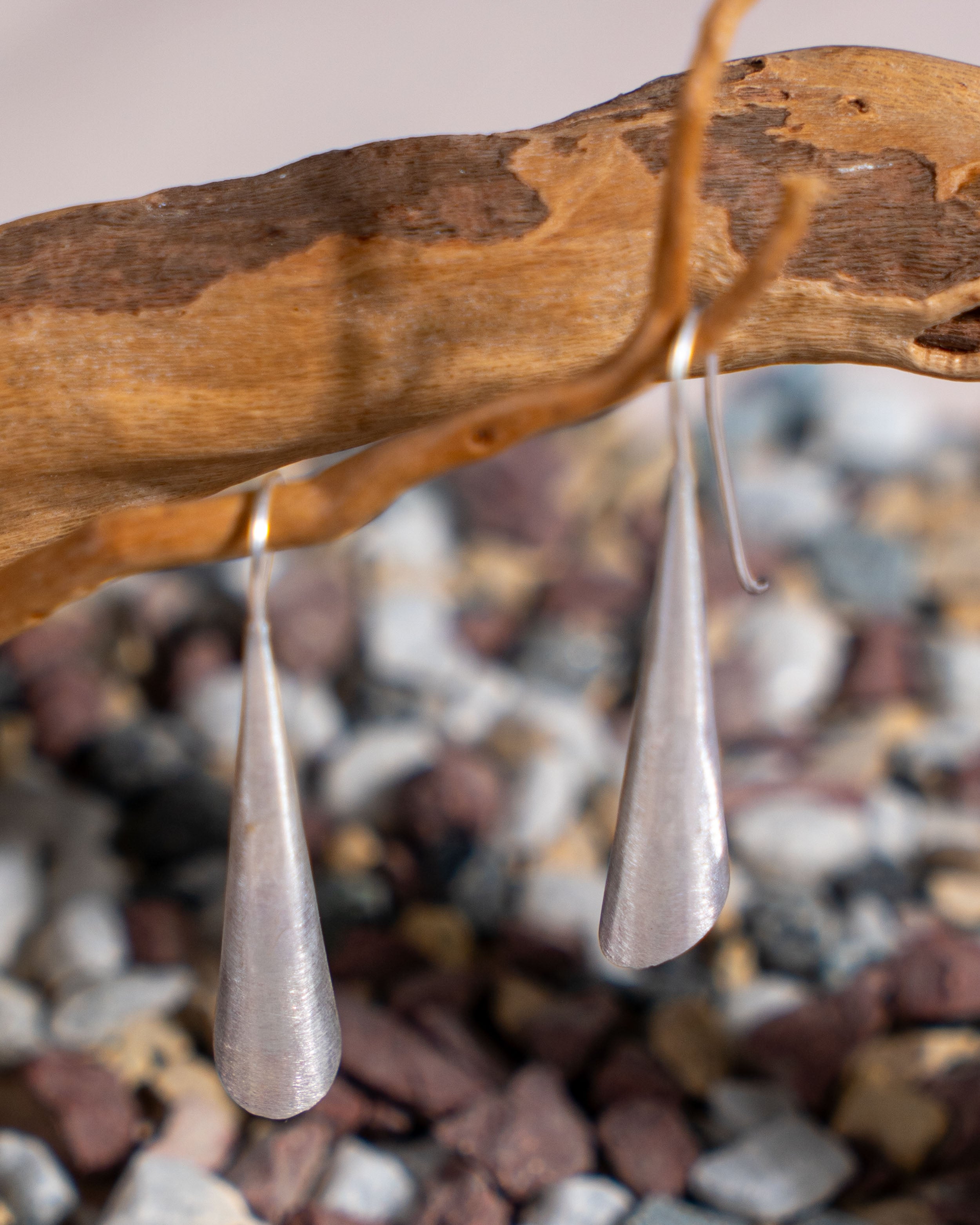 Sterling Silver Cone Drop Earrings, Modern Minimalist Dangle Jewelry