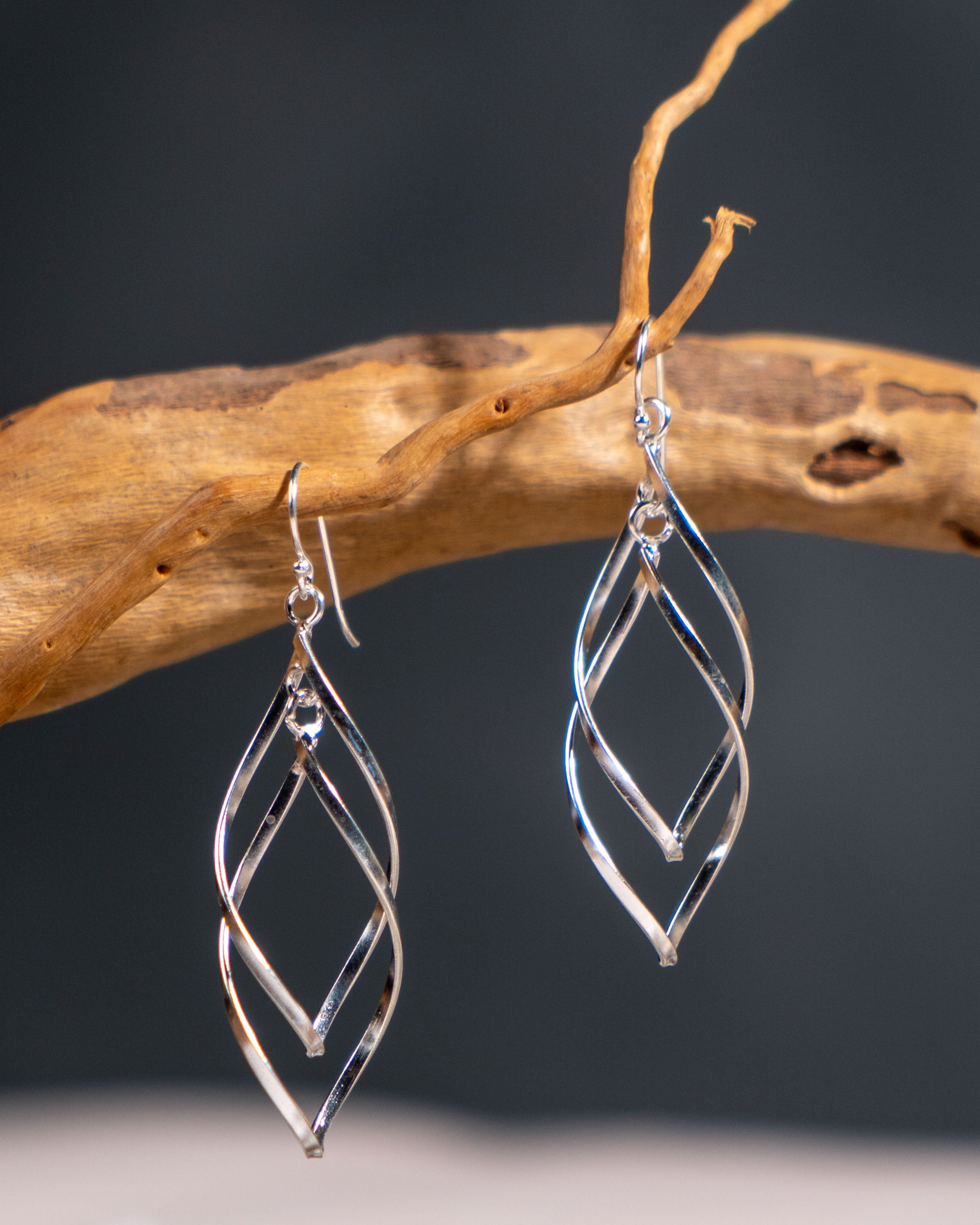 Handmade Sterling Silver Twisted Dangle Earrings | Modern Minimalist Jewelry