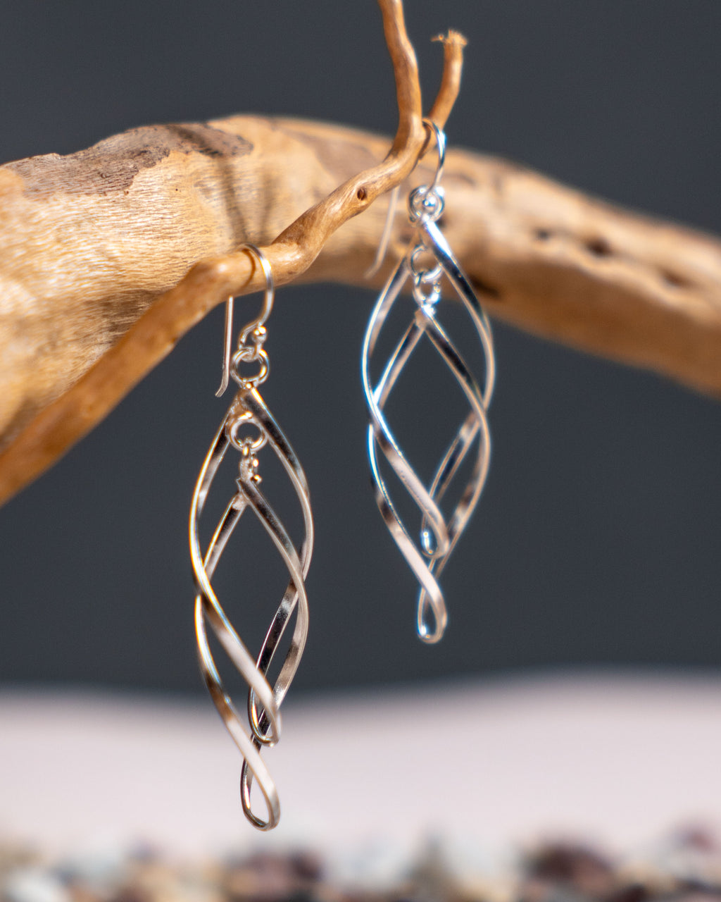 Handmade Sterling Silver Twisted Dangle Earrings | Modern Minimalist Jewelry