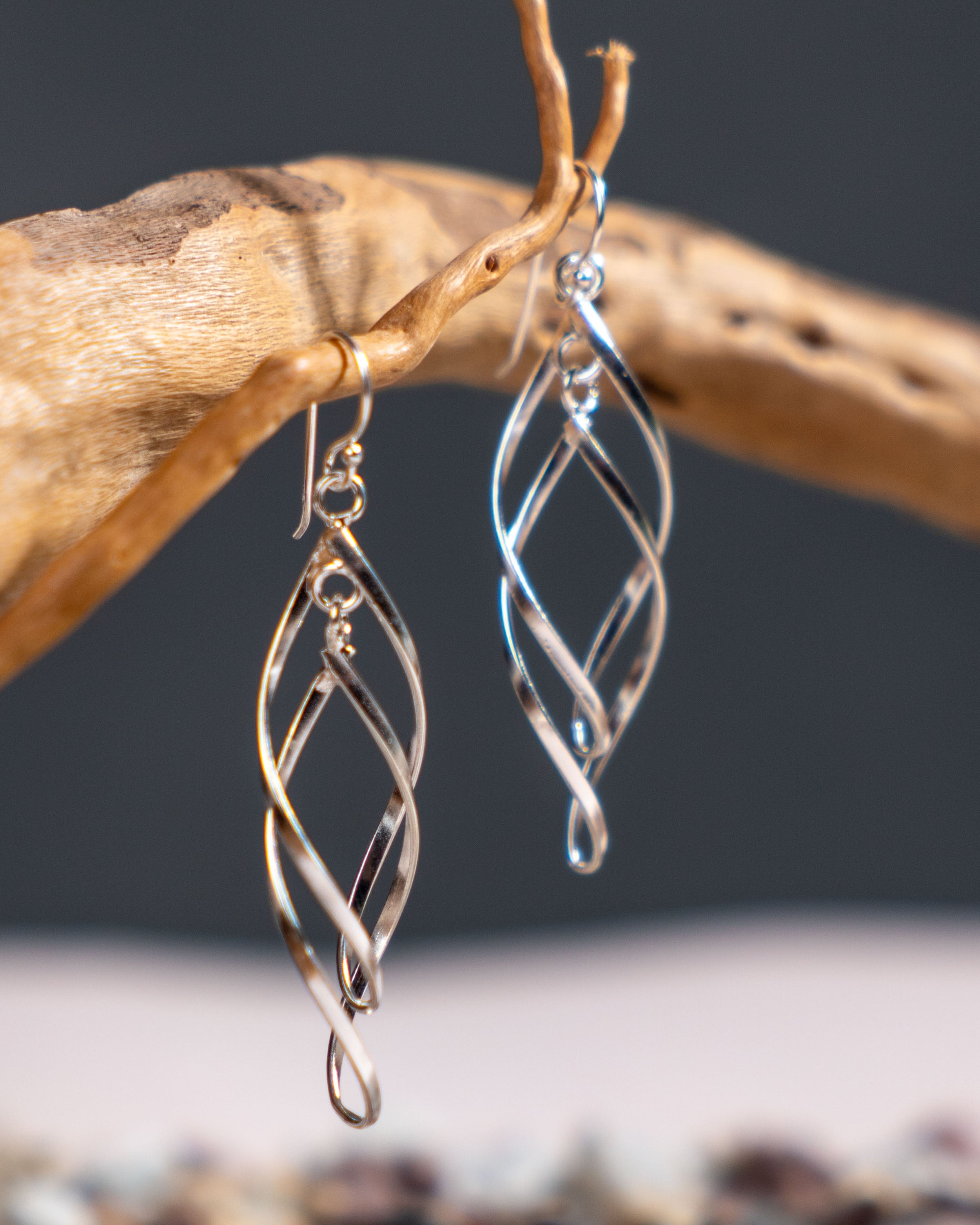 Handmade Sterling Silver Twisted Dangle Earrings | Modern Minimalist Jewelry
