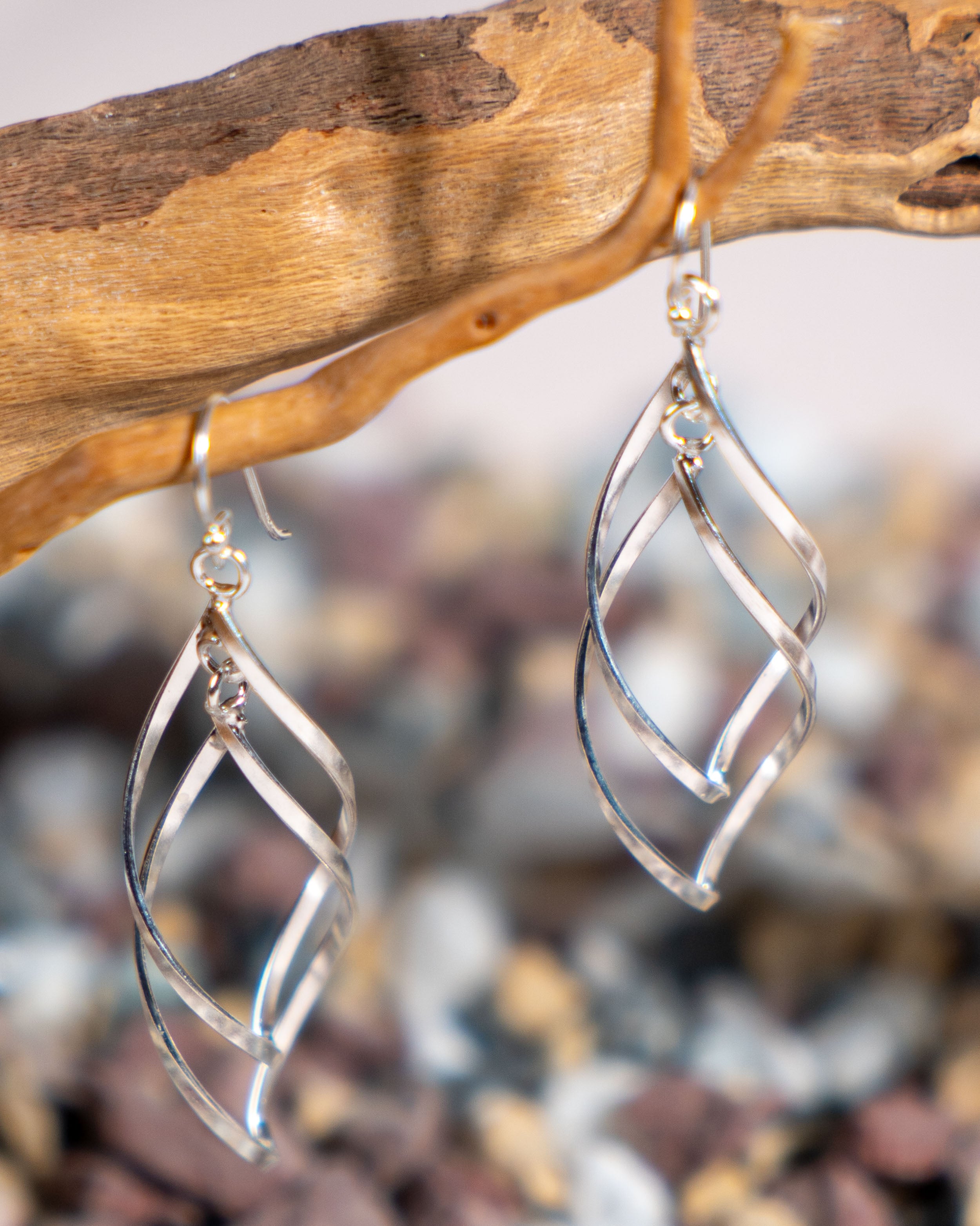 Handmade Sterling Silver Twisted Dangle Earrings | Modern Minimalist Jewelry