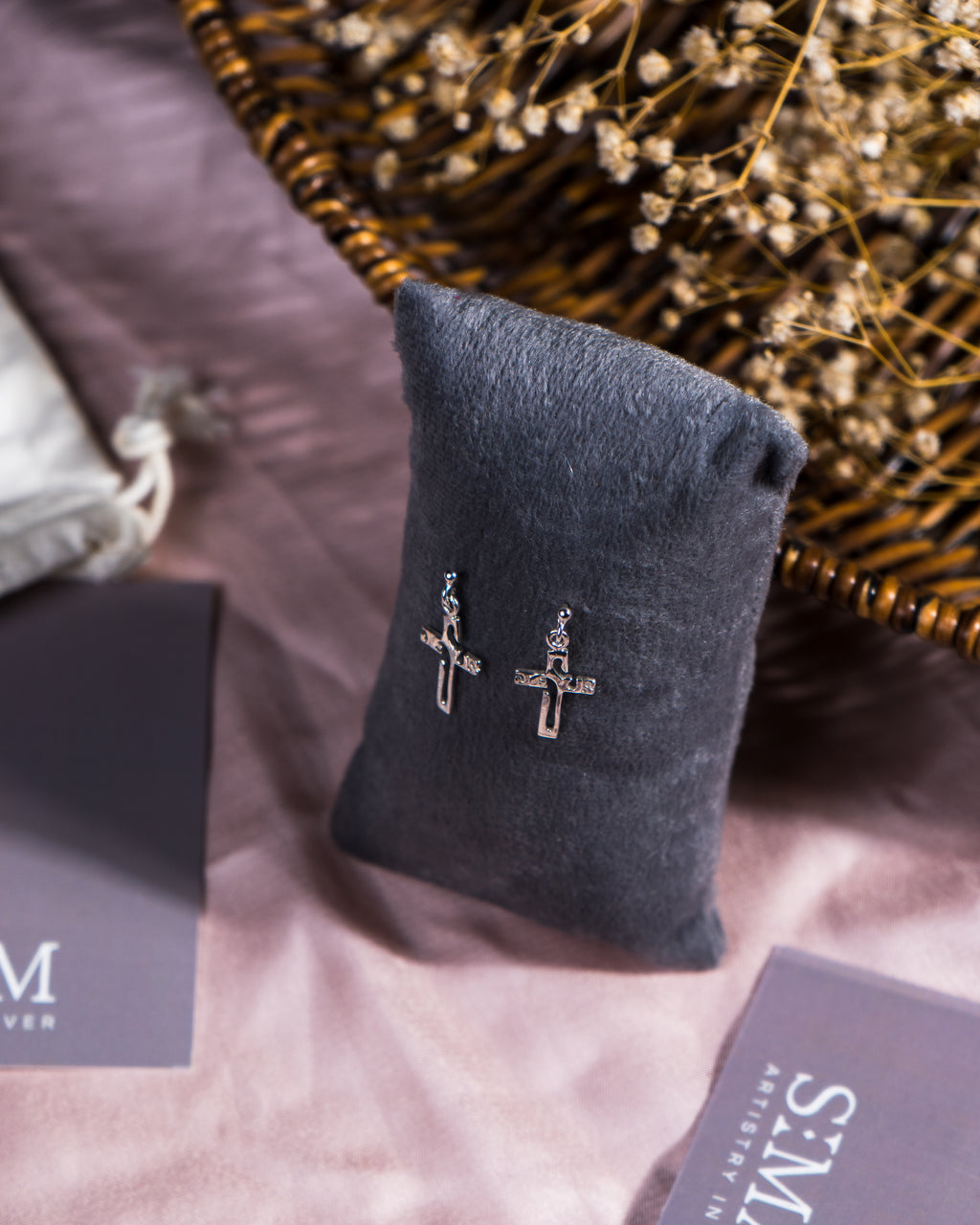 Handcrafted Jesus Cross Dangle Earrings: Christian Religious Jewelry