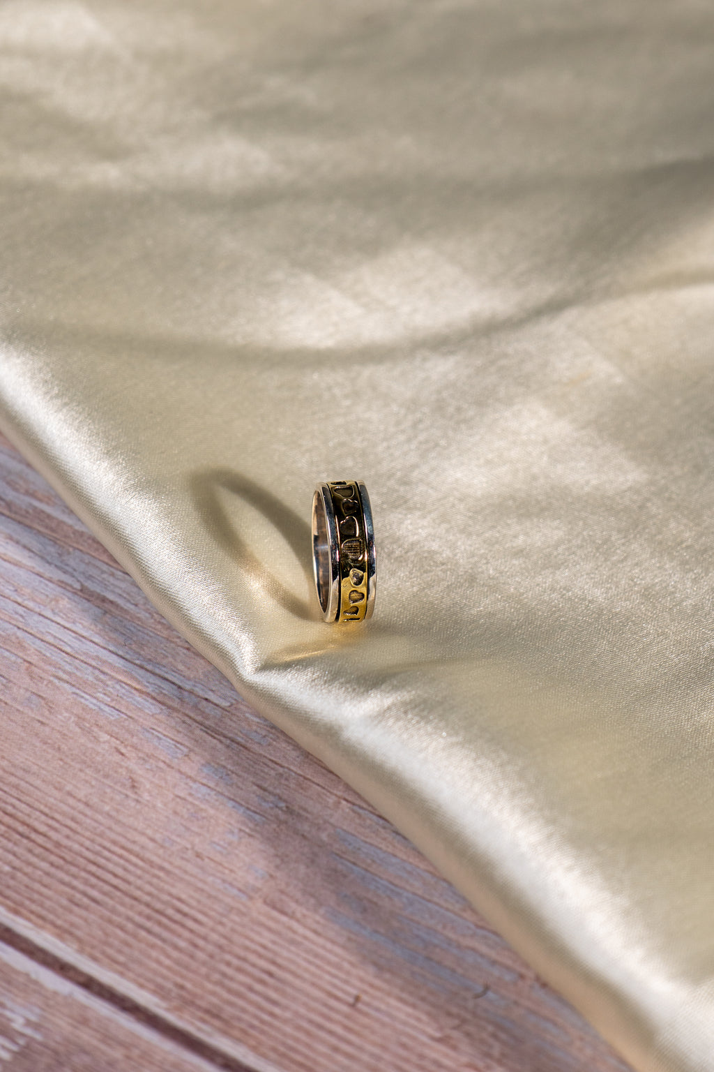 Two-Tone Sterling Silver Spinner Ring | Gold Meditation Fidget Ring