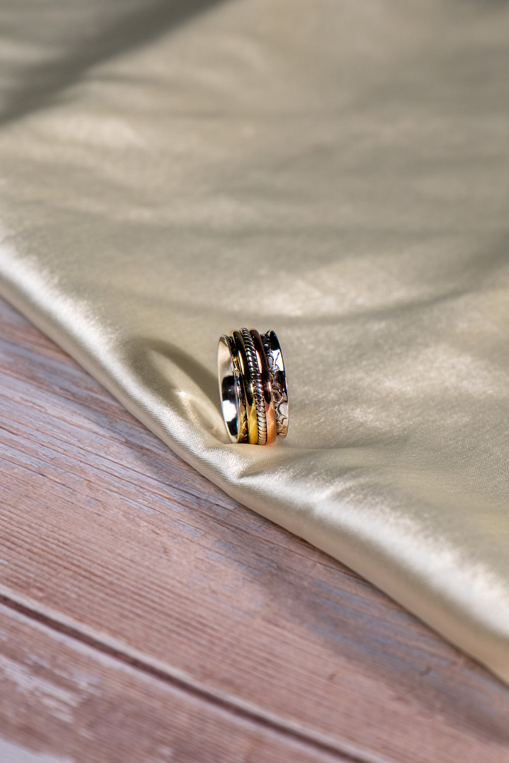 Handmade Sterling Silver Spinner Ring – Mixed Metal Meditation Ring