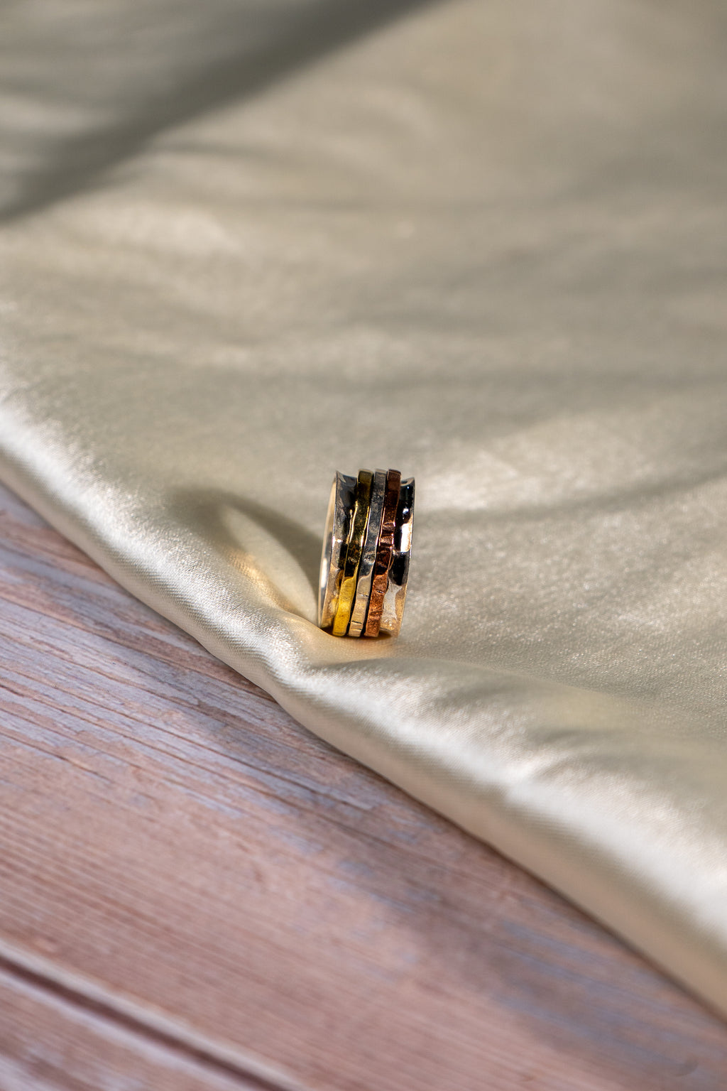 Handmade Sterling Silver Spinner Ring, Copper Brass Meditation Ring, Fidget Jewelry