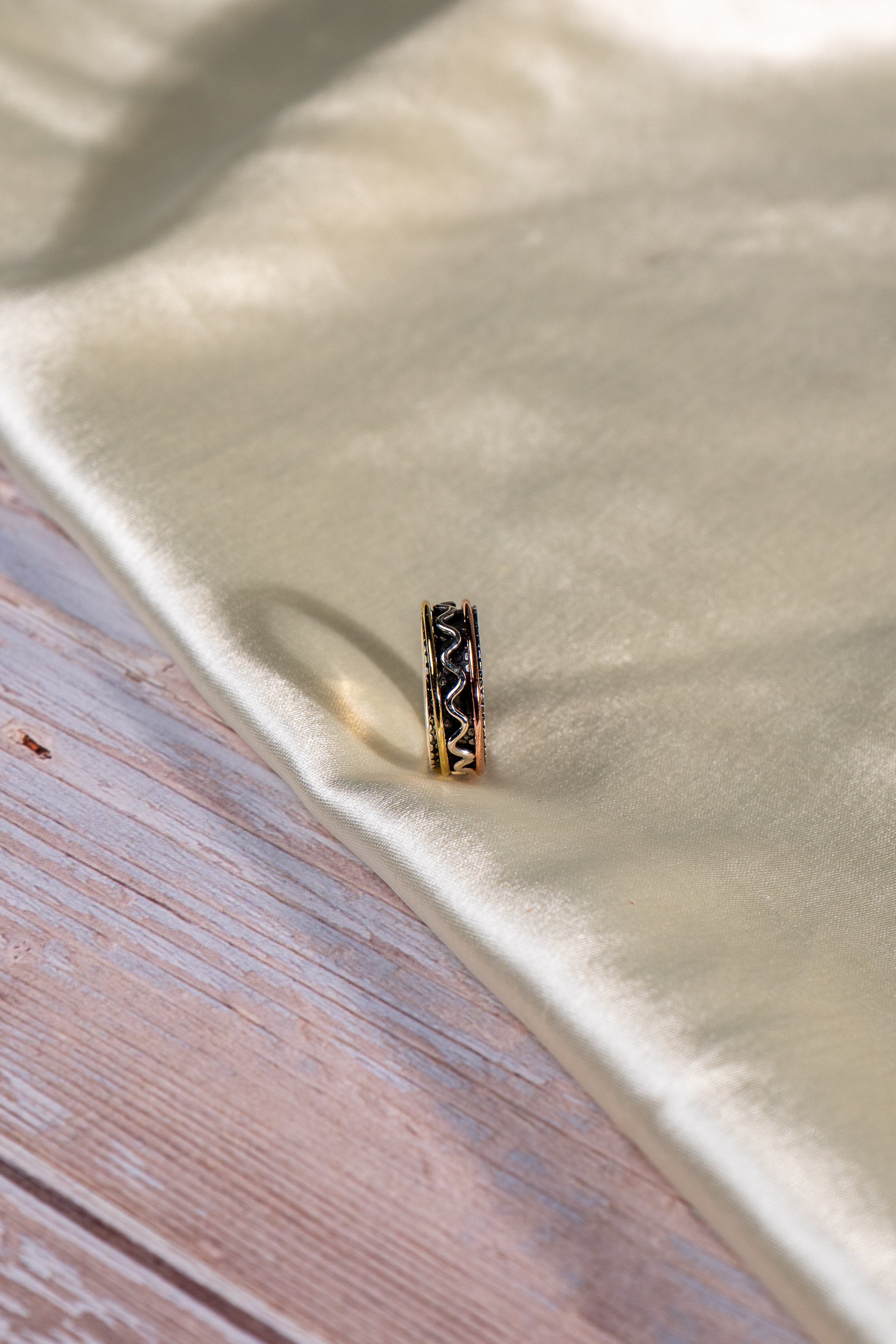 Elegant Mixed-Metal Spinner Ring | Sterling Silver, Gold & Rose Gold Fidget Ring | Anxiety Ring | Meditation Jewelry Gift