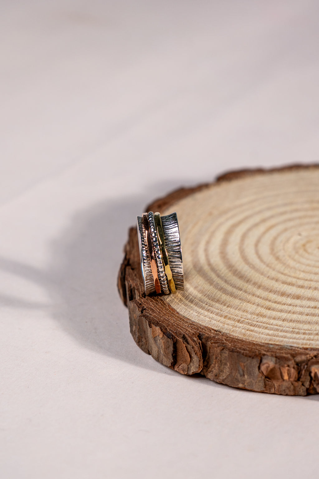 Sterling Silver Spinner Ring | Gold & Rose Tone Fidget Band