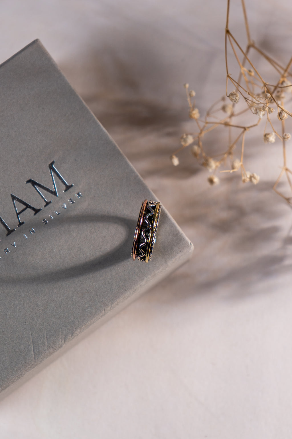 Elegant Mixed-Metal Spinner Ring | Sterling Silver, Gold & Rose Gold Fidget Ring | Anxiety Ring | Meditation Jewelry Gift