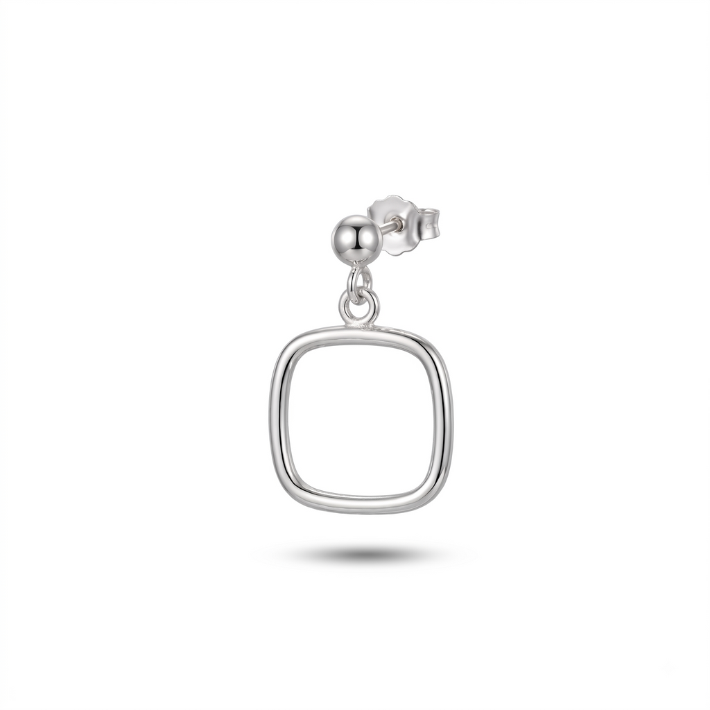 925 Sterling Silver Square Drop Earrings, Geometric Dangle Earrings, Minimalist Square Earrings, Modern Silver Jewelry,Everyday Gift for Her