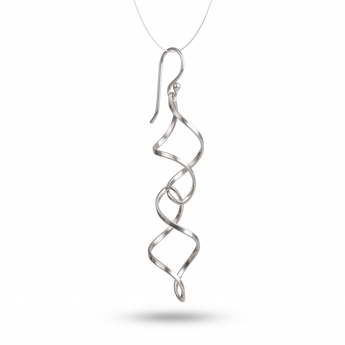 925 Sterling Silver Spiral Dangle Earrings, Twisted Drop Earrings, Modern Minimalist Earrings, Long Silver Statement Earrings, Gift for Her
