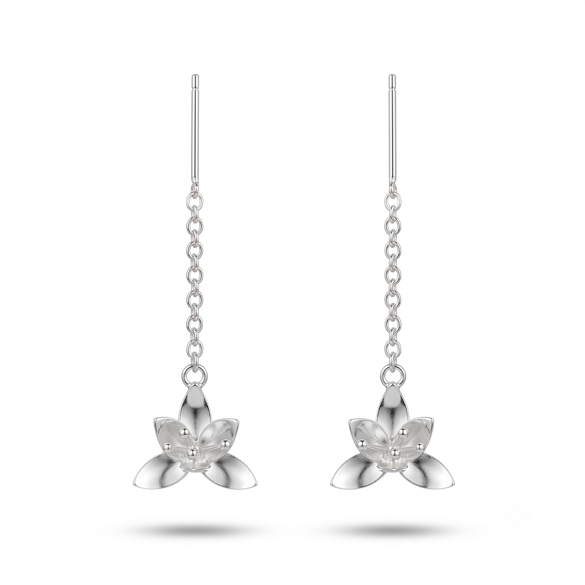 Sterling Silver Floral Drop Earrings, Nature Inspired Dainty Jewelry, Bridesmaid Gift