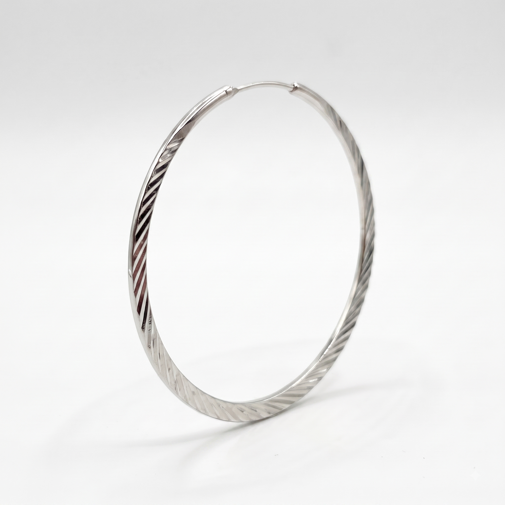 Textured Sterling Silver Hoop Earrings, Minimalist Twisted Circle Jewelry