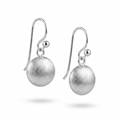Handmade Sterling Silver Ball Earrings | Matte Finish Dangle Jewelry, with free gift