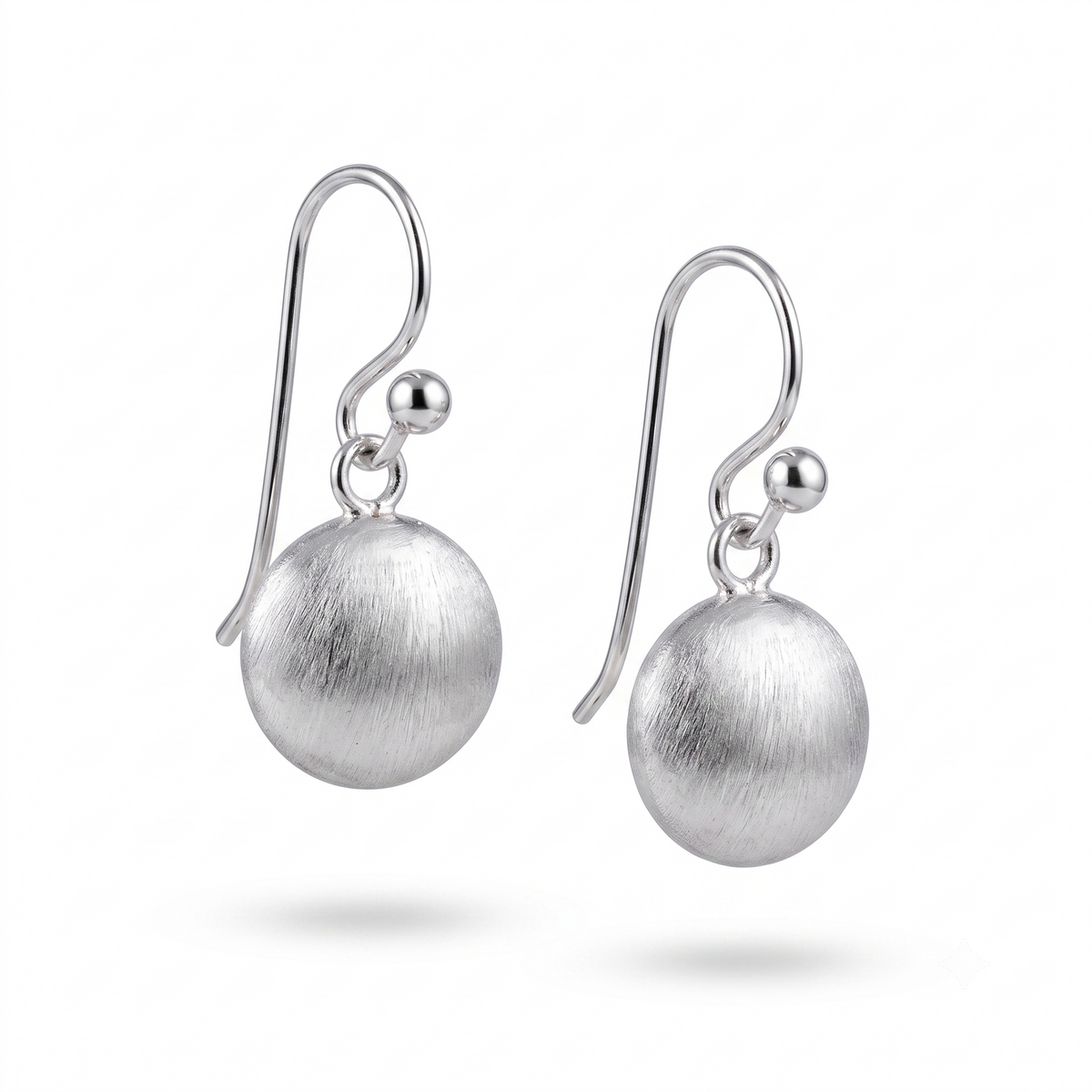 Handmade Sterling Silver Ball Earrings | Matte Finish Dangle Jewelry, with free gift