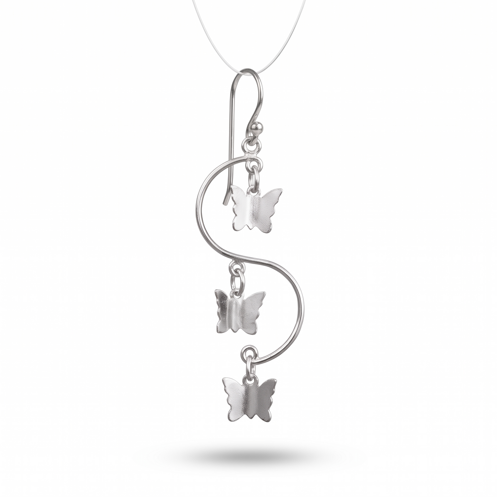 Sterling Silver Butterfly Dangle Earrings – Minimalist Boho Jewelry