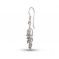 Sterling Silver Feather Dangle Earrings, Boho Minimalist Drop Jewelry