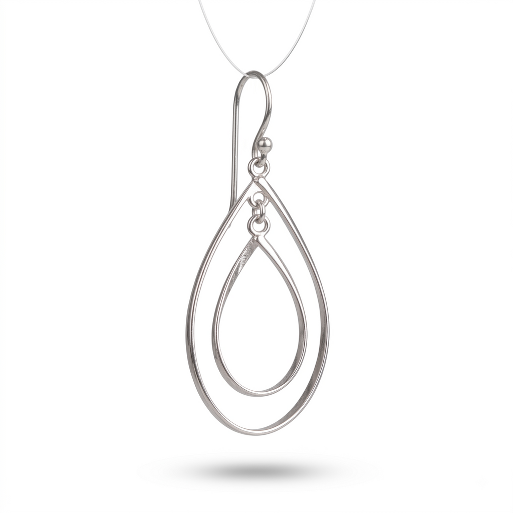 Handmade Sterling Silver Marquise Dangle Earrings | Boho Christmas Jewelry