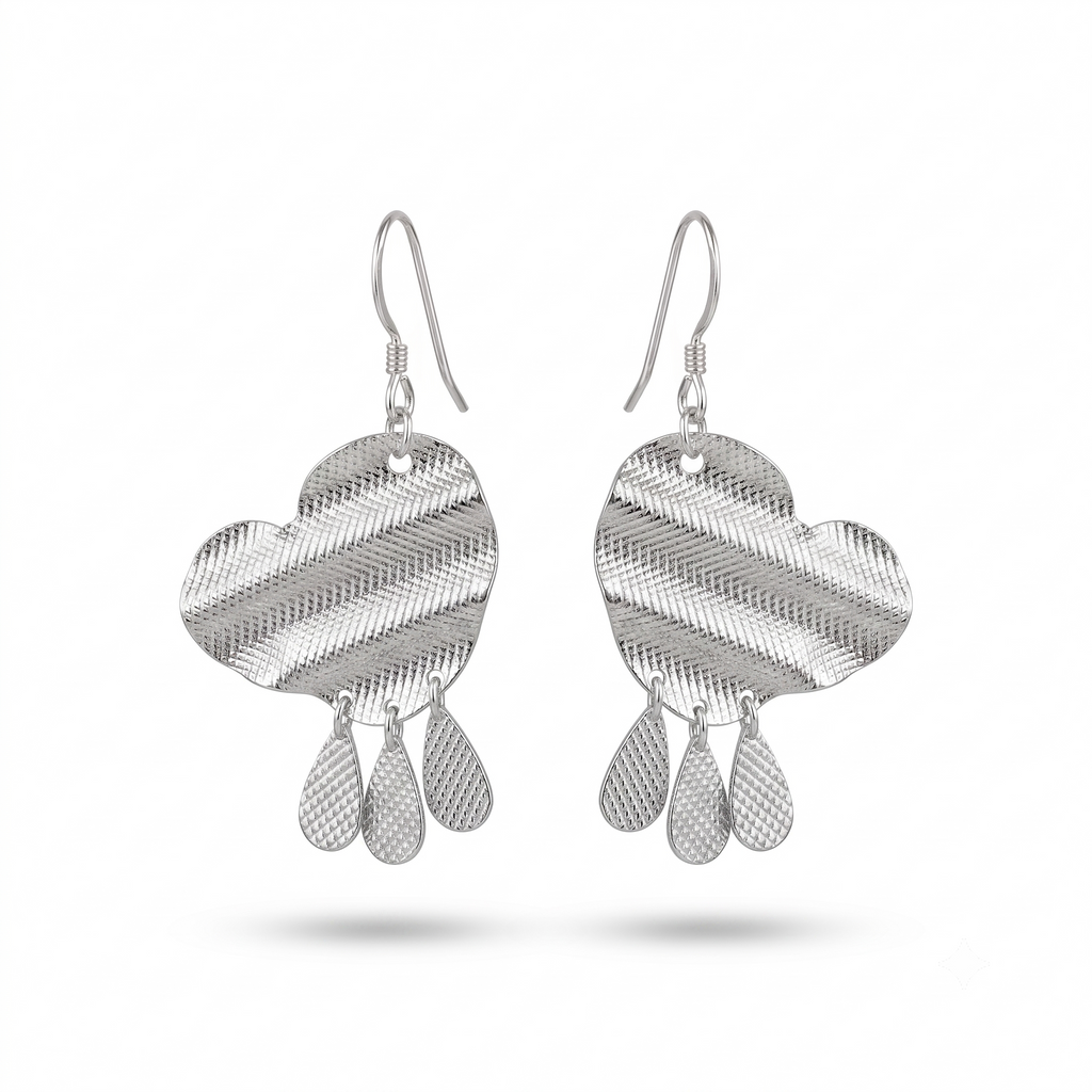 Butterfly Geometric Drop Earrings – Handmade Boho Dangle Jewelry, Lightweight Silver Statement Earrings for Women