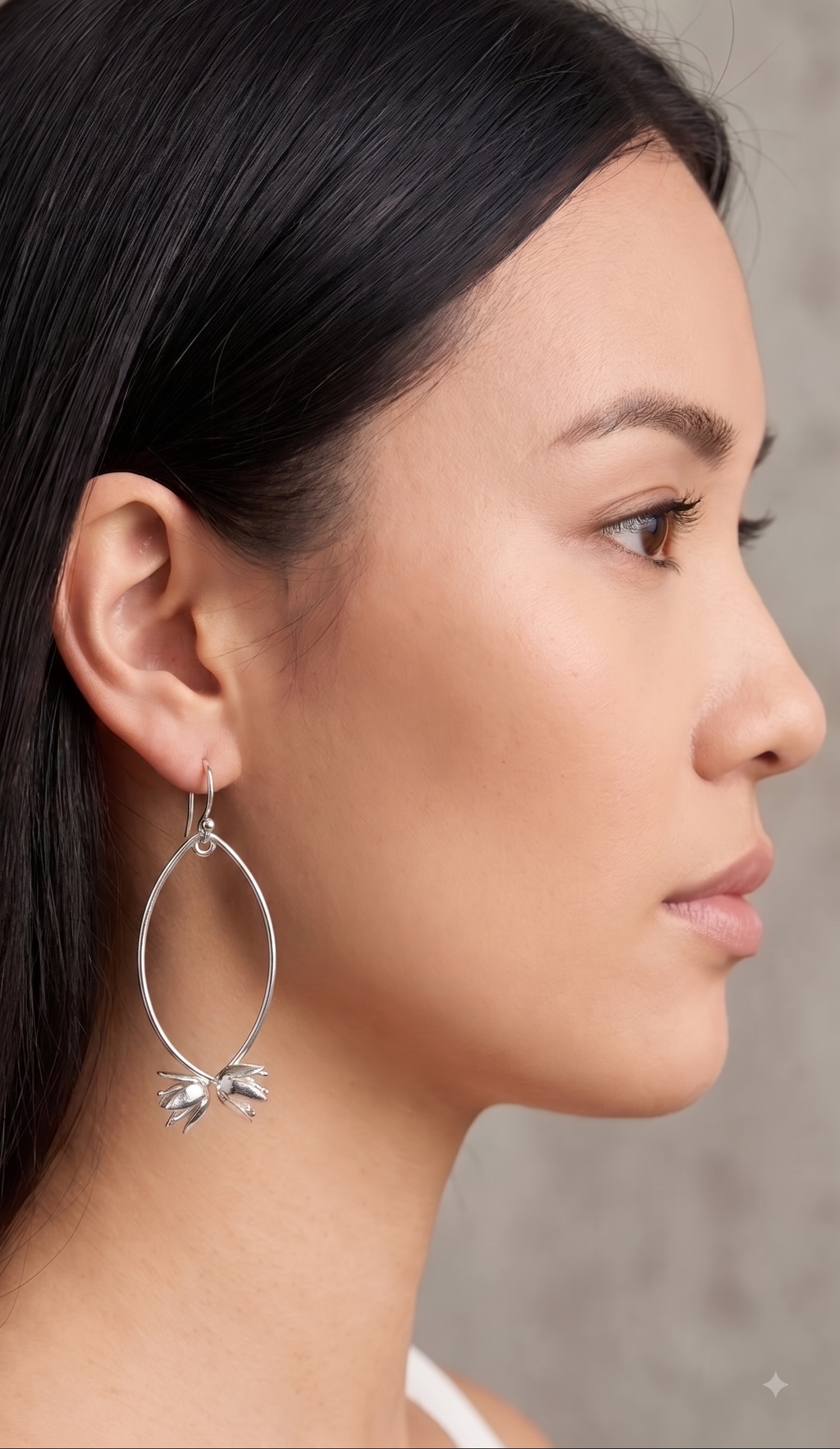 Sterling Silver Lotus Drop Earrings