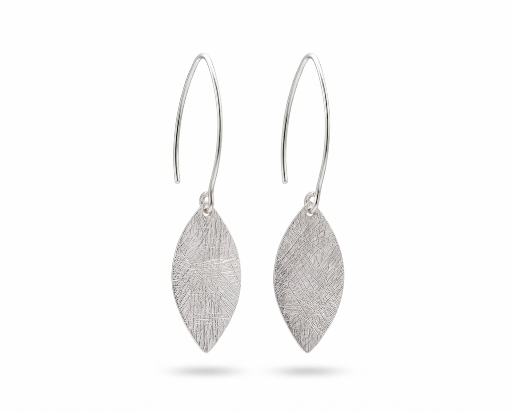 Textured Sterling Silver Leaf Earrings