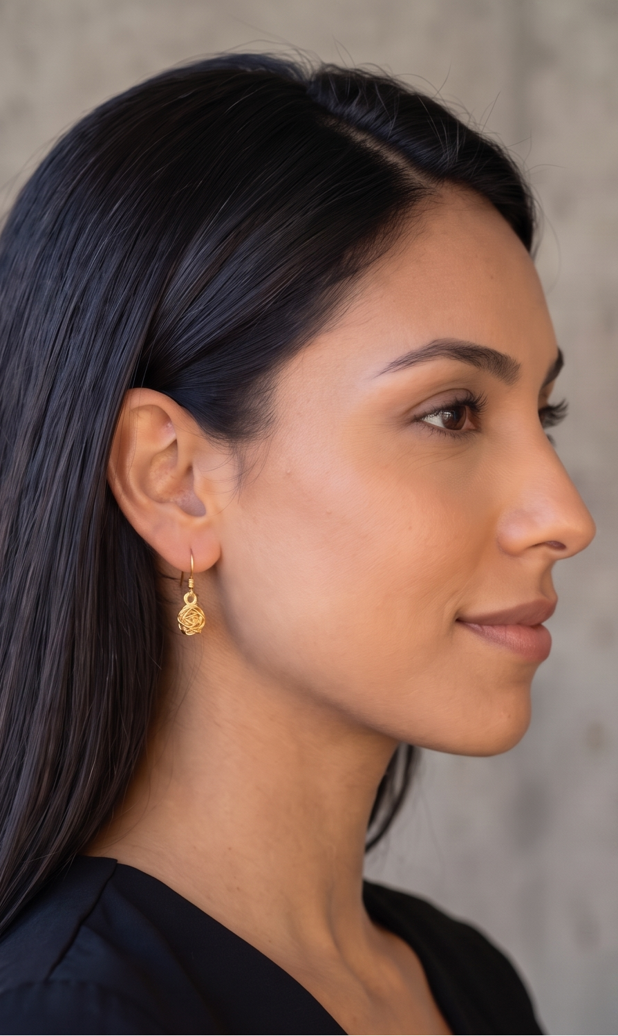 Sterling Silver 14K Gold Plated Dangle Earrings, Floral Rose Jewelry, Minimalist Design