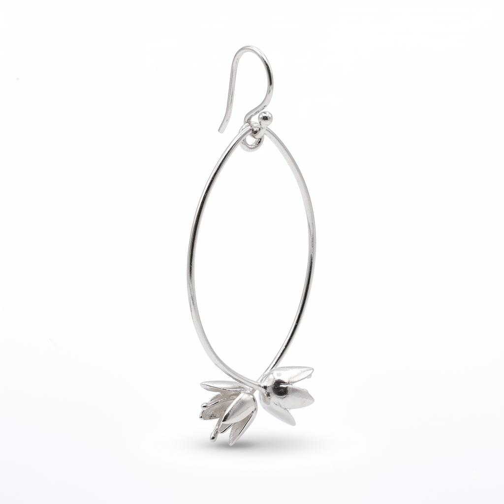 Sterling Silver Lotus Drop Earrings