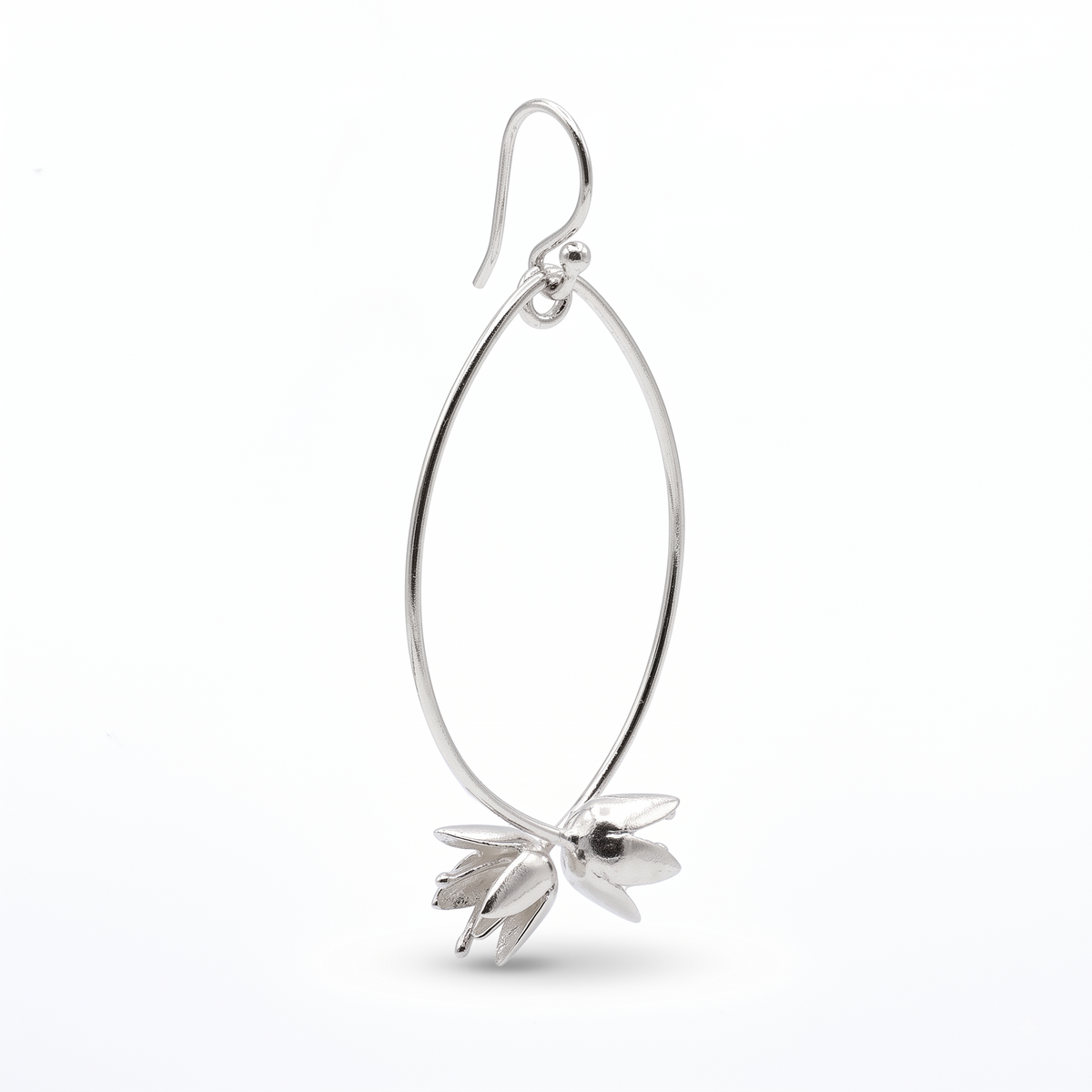 Sterling Silver Lotus Drop Earrings