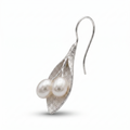 Sterling Silver Leaf Pearl Dangle Earrings
