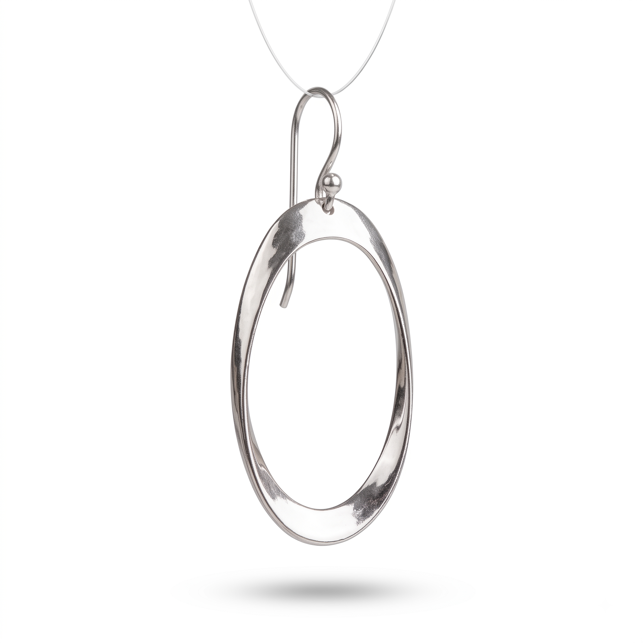 Handmade Sterling Silver Oval Hoop Earrings: Minimalist Dangle Jewelry, with free gift