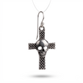 Skull Cross Dangle Earrings Sterling Silver Gothic Earrings – Alternative Jewelry Gift for Her – Lightweight Punk Drop Earrings