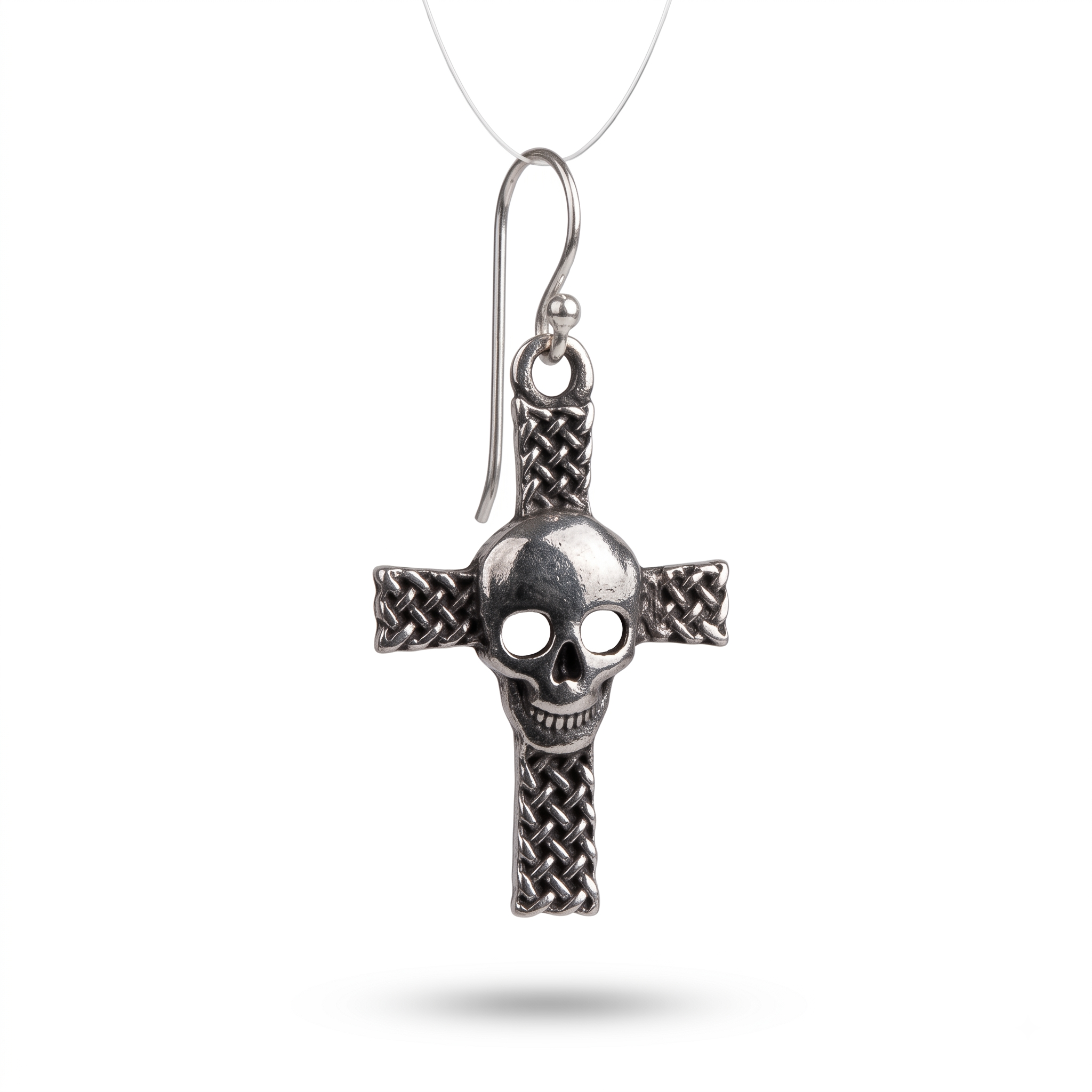 Skull Cross Dangle Earrings Sterling Silver Gothic Earrings – Alternative Jewelry Gift for Her – Lightweight Punk Drop Earrings