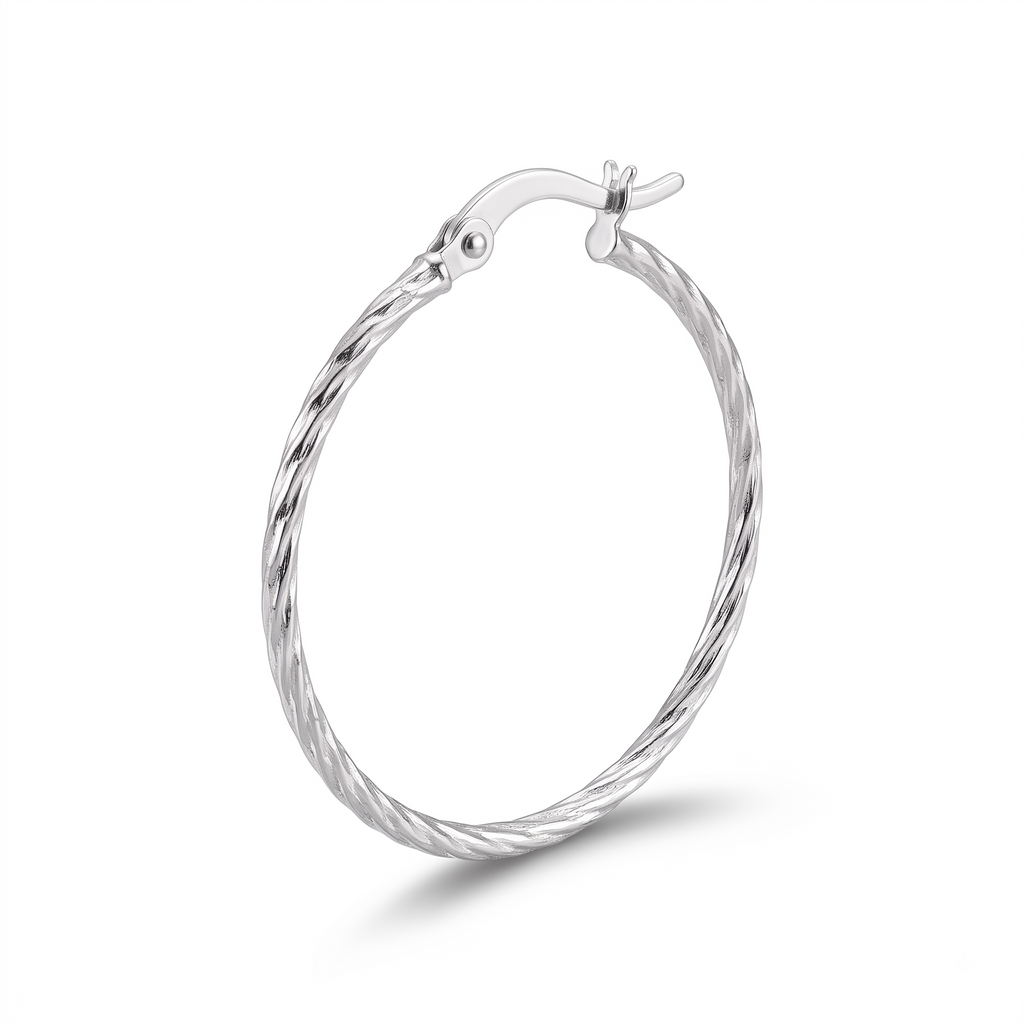 925 Sterling Silver Twisted Hoop Earrings | Minimalist Lightweight Everyday Hoops