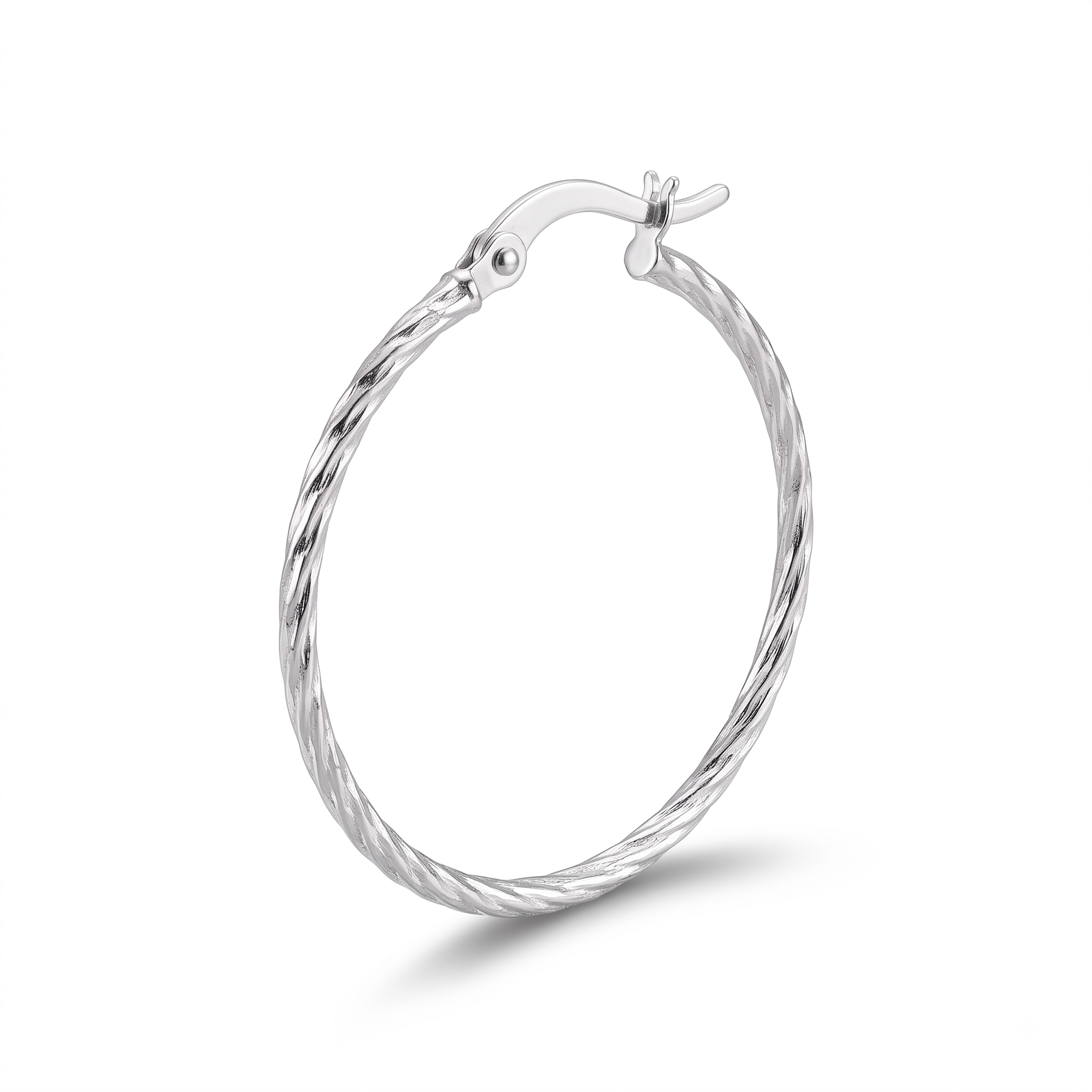 925 Sterling Silver Twisted Hoop Earrings | Minimalist Lightweight Everyday Hoops