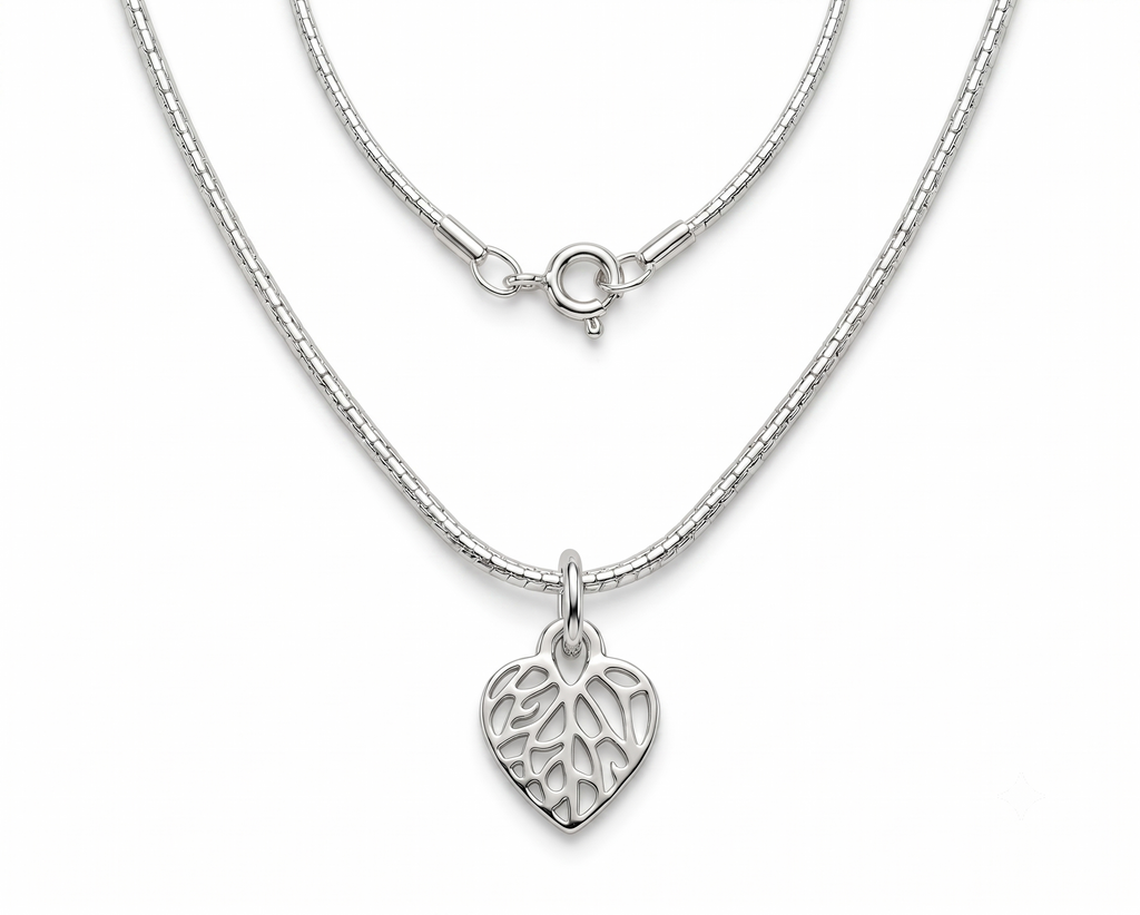 Silver Heart Leaf Pendant Necklace | Minimalist Nature Jewelry | Gift for Her | Christmas & Birthday Gift