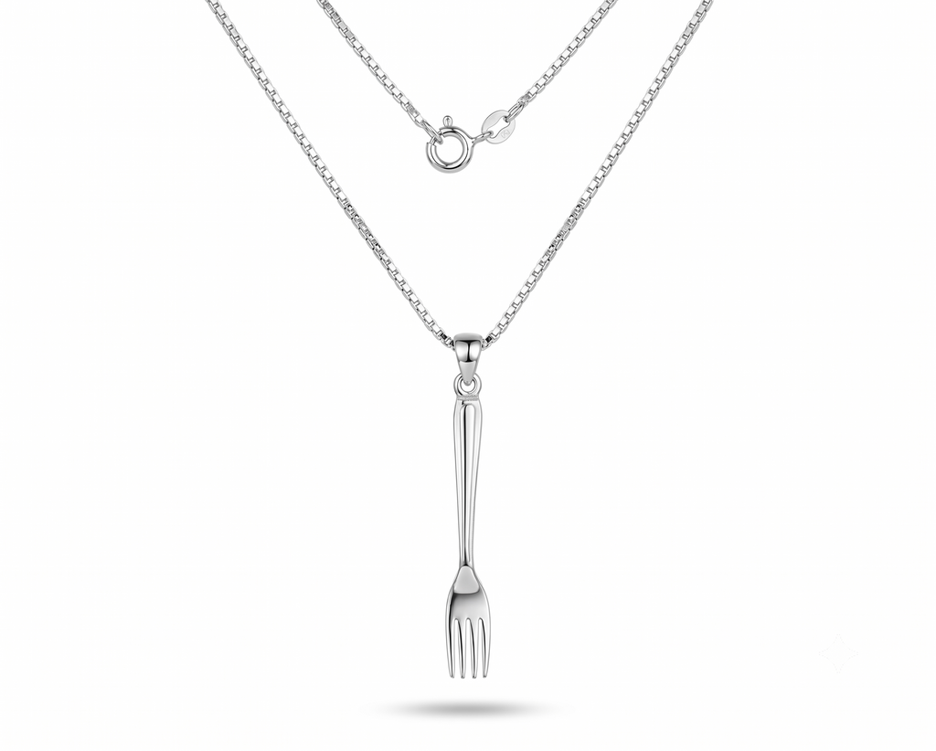 Sterling Silver Fork Jewelry Set | Quirky Dangle Earrings & Pendant