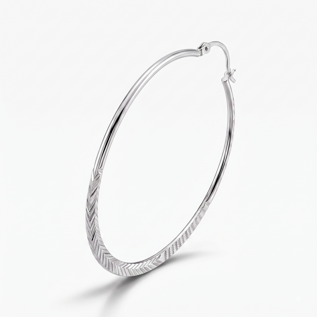 Textured Oval Hoop Earrings, Lightweight Sterling Silver Everyday Jewelry