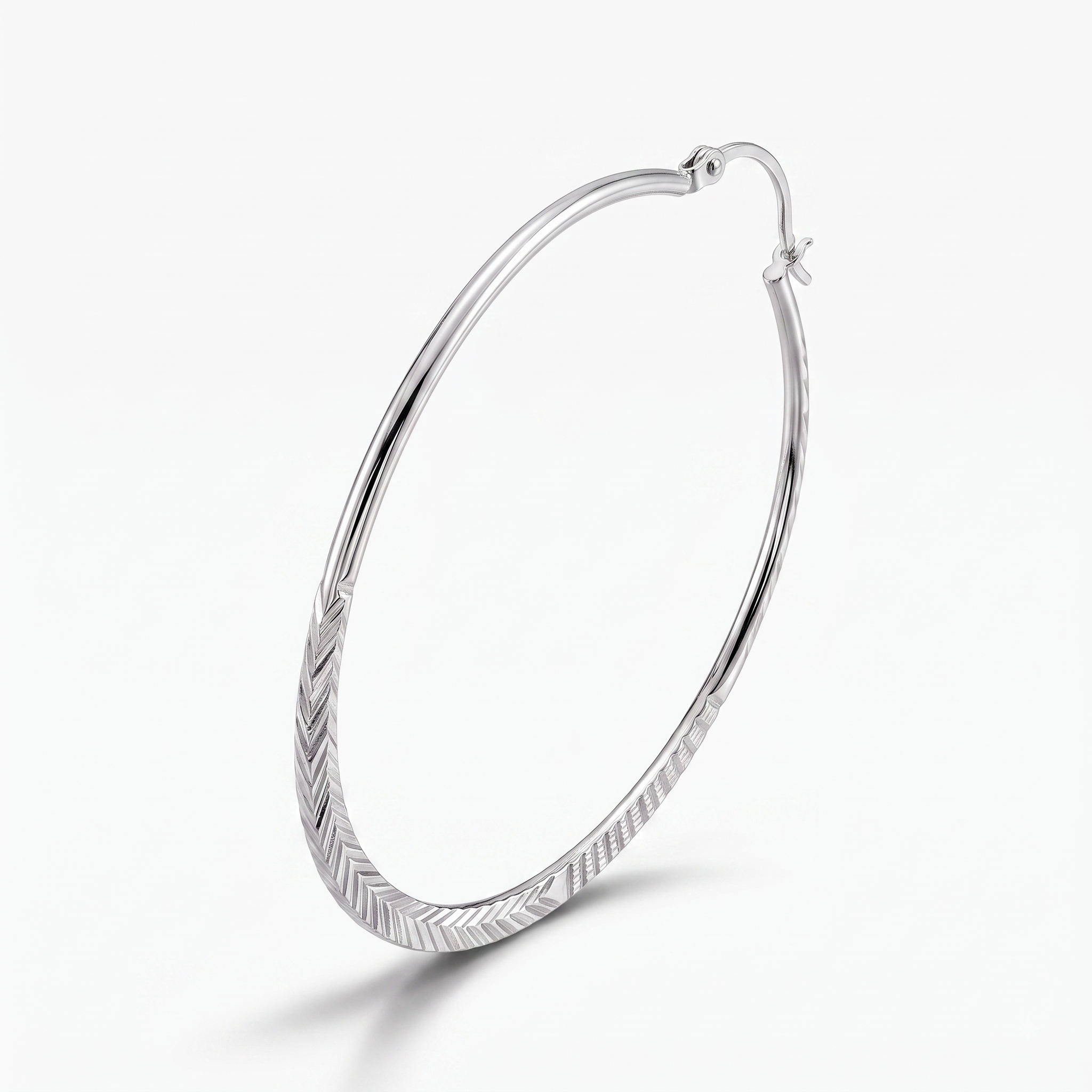 Textured Oval Hoop Earrings, Lightweight Sterling Silver Everyday Jewelry