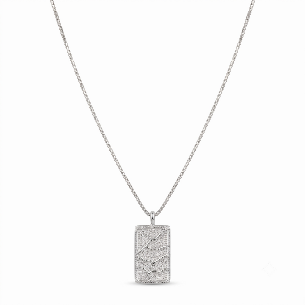 Sterling Silver Pendant Earring Set | Textured Rectangle Jewelry