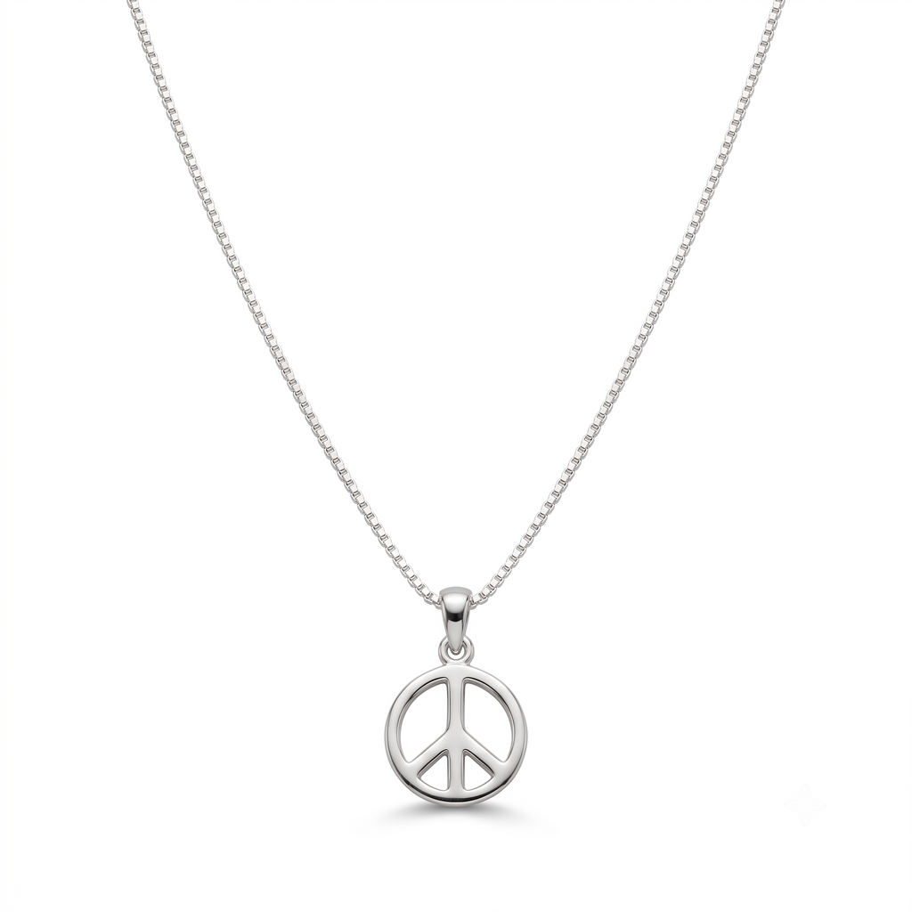 Sterling Silver Peace Sign Jewelry Set | Boho Minimalist Necklace & Earrings