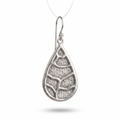 925 Sterling Silver Teardrop Earrings, Leaf Pattern Earrings, Nature Inspired Dangle Earrings, Boho Silver Jewelry, Gift for Her