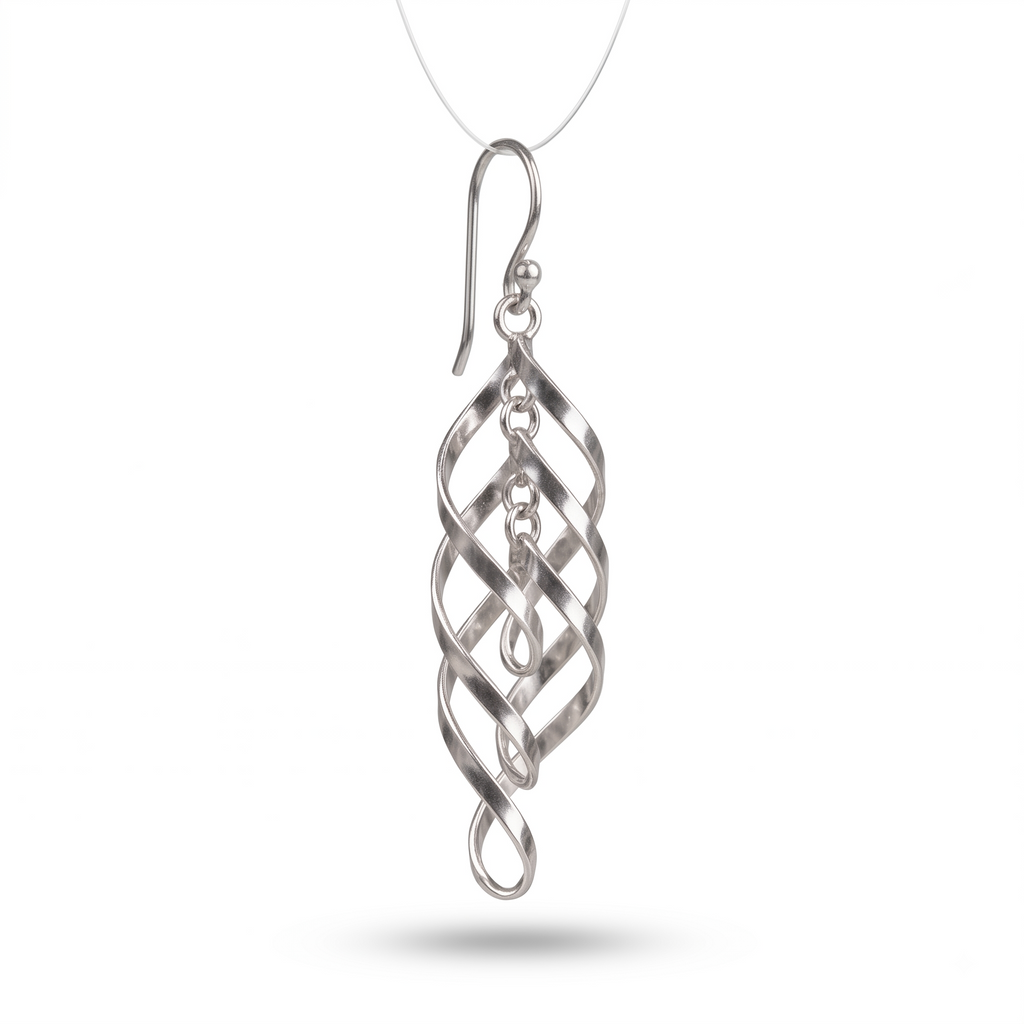Handmade Sterling Silver Spiral Dangle Earrings | Boho Drop Jewelry