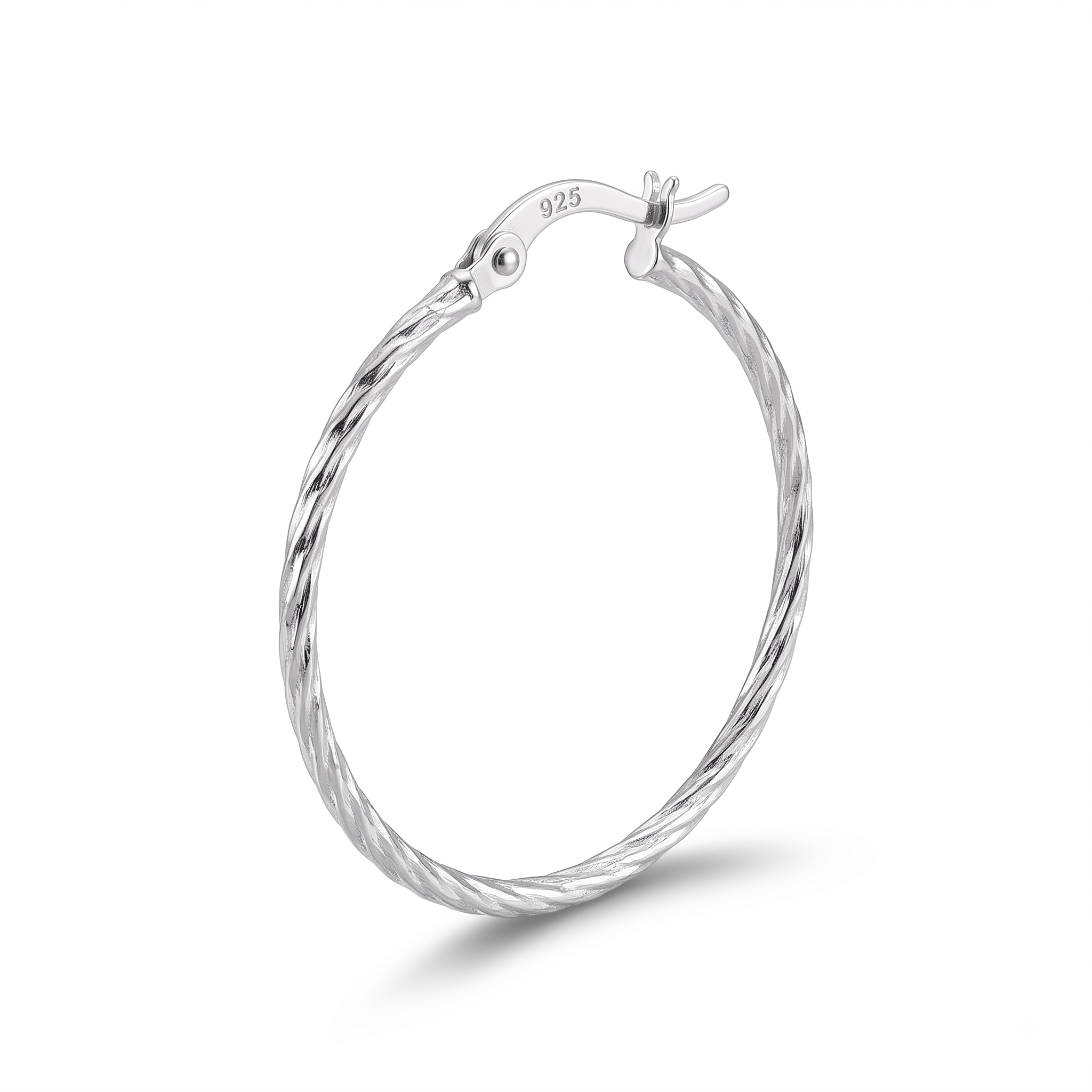 925 Sterling Silver Twisted Hoop Earrings | Minimalist Lightweight Everyday Hoops