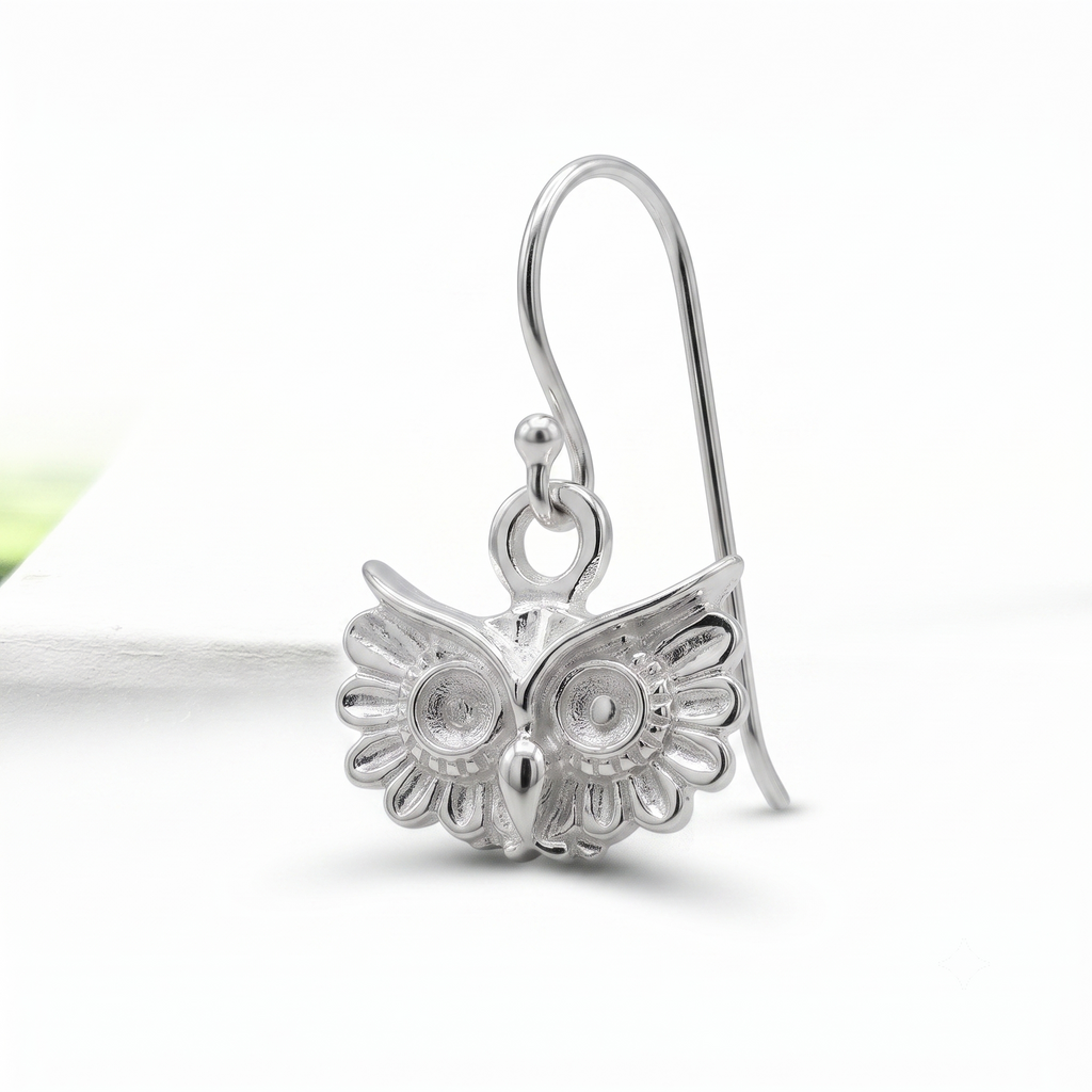 Sterling Silver Owl Dangle Earrings