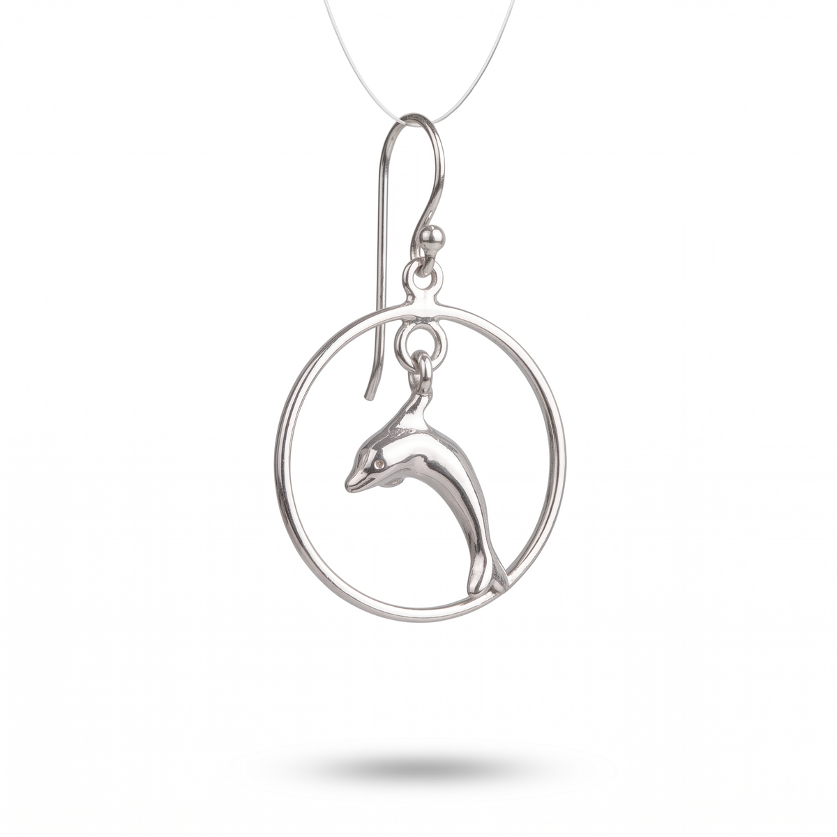 Handmade Silver Dolphin Earrings, Sterling Silver Dangle Earrings, Ocean Lover Gift for Her, Nautical Jewelry, Birthday Gift