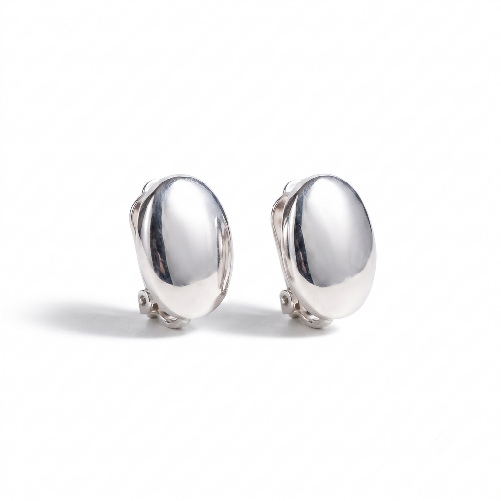 925 Sterling Silver Oval Dome Stud Earrings: High Shine Minimalist Design