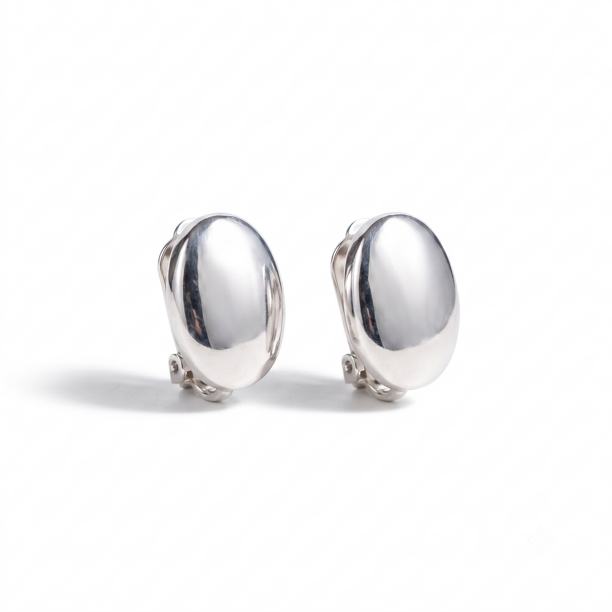 925 Sterling Silver Oval Dome Stud Earrings: High Shine Minimalist Design