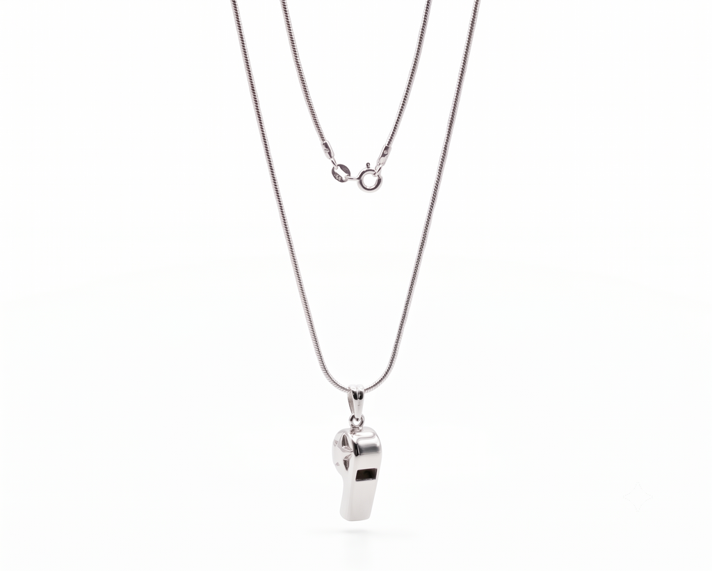 Sterling Silver Abstract Pendant Necklace | Modern Snake Chain