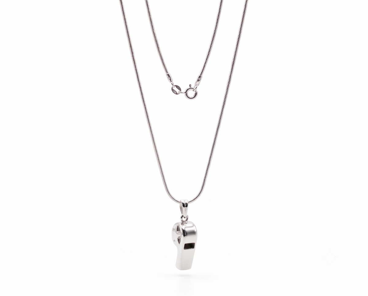 Sterling Silver Abstract Pendant Necklace | Modern Snake Chain